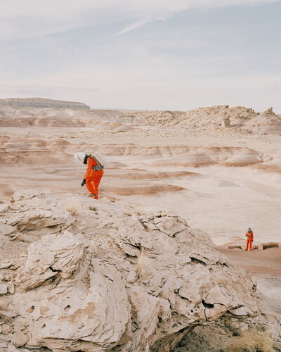Crew 174 on an EVA in Lith Canyon for the Mars Desert Research Station, Hanksville, Utah